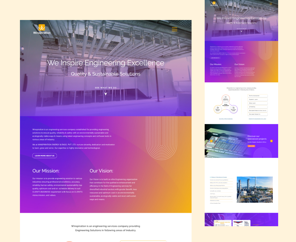 UI/UX design and development for an engineering design company website