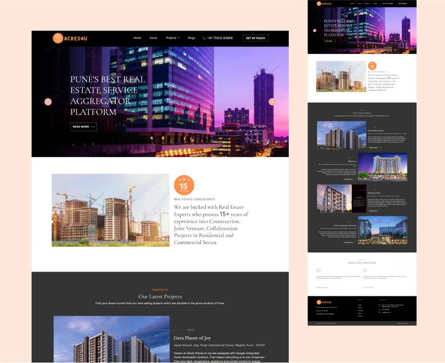 Website design for a Real Estate Service Aggregator